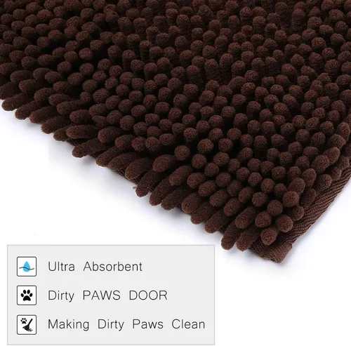 Vista 6 de Tapete de baño marrón de 20 x 31 pulgadas, tapete para entrada a casa, cama de mascotas, tapete de felpilla lanudo para mascotas, tapete de área