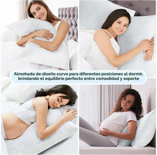 Vista 6 de Juego de 2 almohadas para dormir de lado, tamaño Queen, para dolor de cuello y hombros, almohadas ajustables de espuma viscoelástica para dormir