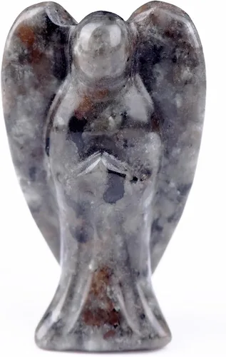 Vista 13 de Estatua de cristal de ángel de aventurina azul, figuras de ángel pulidas talladas a mano, decoración de cristal curativo, lindo ángel de la guarda