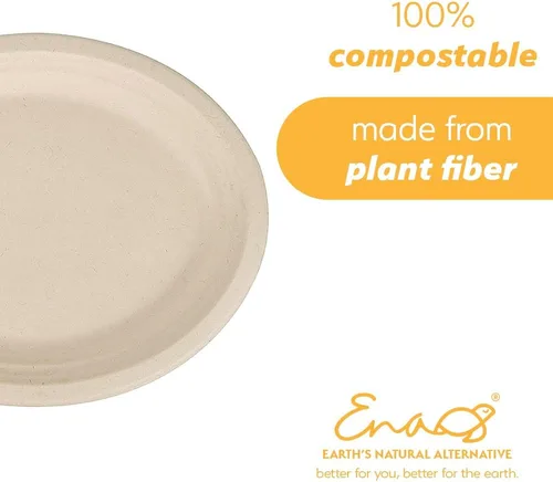 Vista 3 de Platos de papel desechables 100 % compostables a granel [12.5 pulgadas ovaladas paquete de 50], platos de bambú, ecológicos, biodegradables