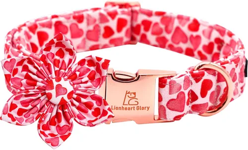 Vista 14 de Lionheart glory - Collar de perro de San Valentín, collares para perros con lazo, collares para mascotas ajustables con lazo para perros pequeños