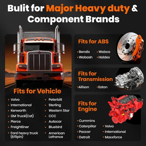 Vista 5 de ANCEL Escáner de Camión Resistente HD601 Herramienta de Diagnóstico de Sistema Completo para Diésel Compatible con Cummins, Detroit, Freightliner
