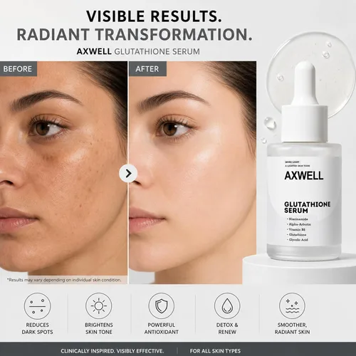 Vista 5 de Axwell Suero de tono uniforme de glutatión – Corrector de manchas oscuras con alfa arbutina, péptidos inteligentes, niacinamida y vitamina B5