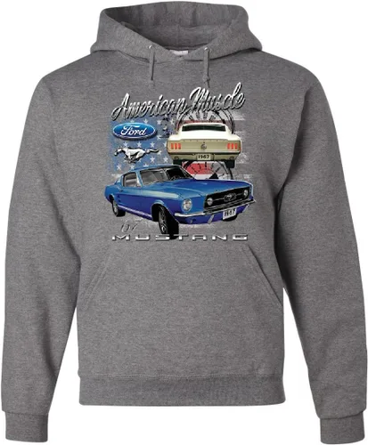 Vista 3 de Tee Hunt Ford Mustang Shelby 1967 GT Sudadera con capucha de Muscle Cars de fabricación estadounidense