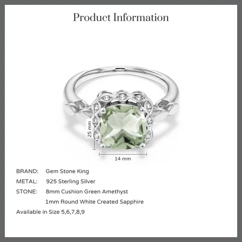 Vista 45 de Gem Stone King Anillo de compromiso de plata de ley 925 de 0.315 in con piedra natal y zafiro blanco creado Anillo de compromiso de boda