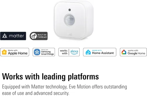 Vista 2 de Eve Motion (Matter) Paquete de 3 – Sensor Inteligente de Movimiento y Luz, IPX3, Activación Automática de Dispositivos, A Prueba del Futuro