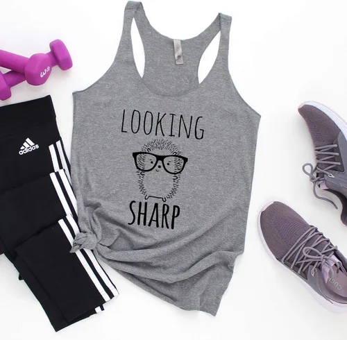 Vista 8 de Women's Graphic Racerback Tank Top, Shirts with Sayings, Yoga Tee