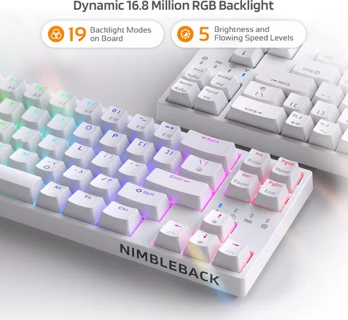 Vista 5 de LTC NB681 Nimbleback - Teclado mecánico con cable al 65%, retroiluminado RGB ultracompacto de 68 teclas para juegos con interruptor intercambiable