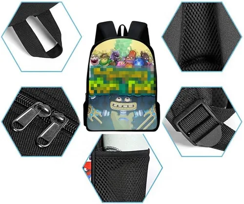 Vista 4 de Meiniyea My Monsters Mochila de dibujos animados Anime Personaje Monster Kids Mochila Casual School Bag Game Fan Regalo, 7, Mochilas de viaje