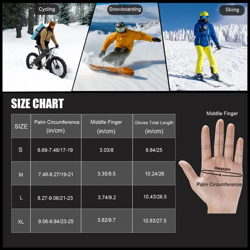 Vista 2 de Guantes de esquí impermeables de invierno para hombres y mujeres, resistentes al viento, para pantalla táctil, guantes de nieve, clima frío y cálido