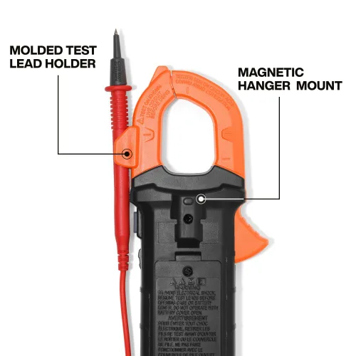 Vista 5 de Klein Tools 80197 Kit de medidor de abrazadera AC/DC con colgador magnético, TRMS de rango automático, 400 amperios, probador de voltaje NCVT, kit