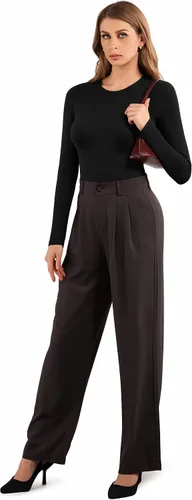 Vista 5 de MANGOPOP Crew Neck Long Sleeve Short Sleeve T Shirts for Women Fitted Shirts Tight Neck T Shirts Basic Tee Tops