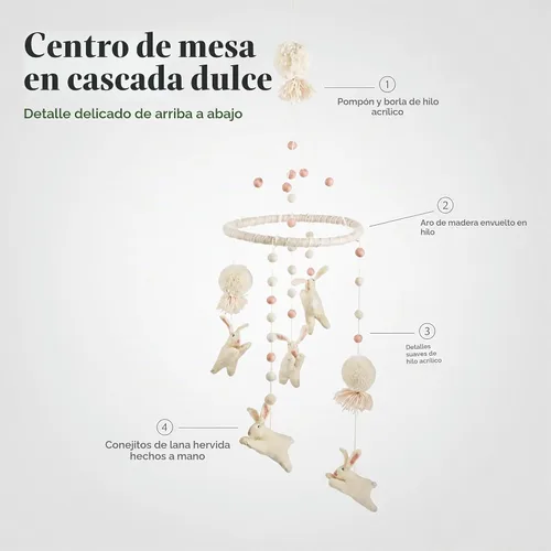 Vista 6 de Mud Pie - Cuna móvil para guardería, color blanco Conejito móvil para cuna