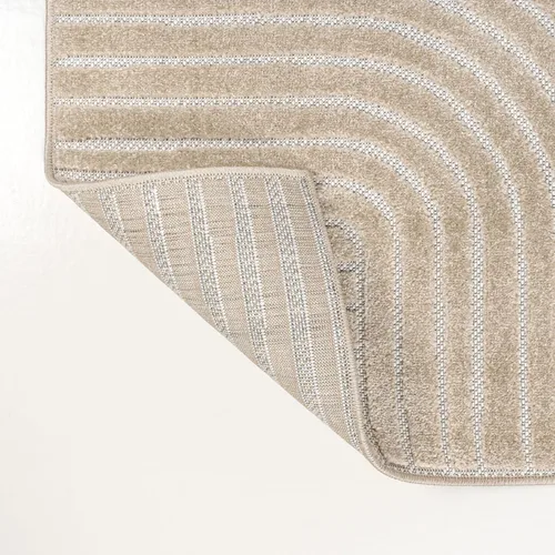 Vista 5 de Eyely NCS100D-3 - Alfombra de área para interiores/exteriores Hallie, diseño minimalista de curvas geométricas altas y bajas, beige/crema, 3 pies x