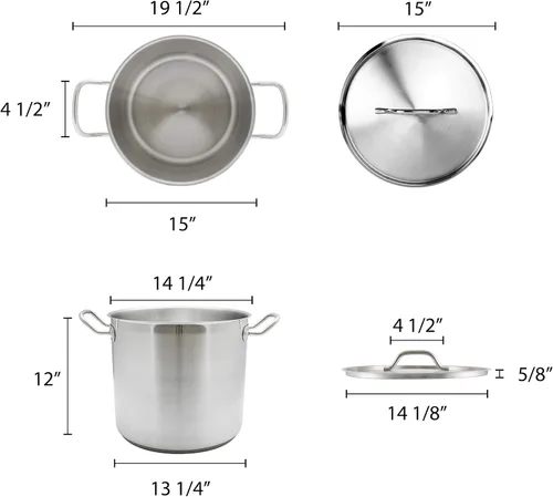 Vista 2 de Thunder Group SLSPS032 C 14-3/8 "Tapa de olla de acero inoxidable-SLSPS032