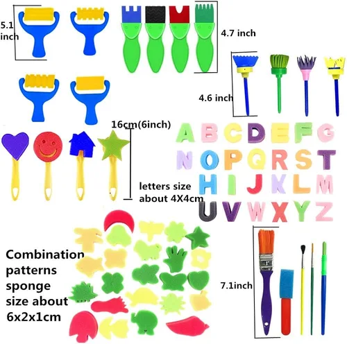 Vista 2 de Juego de 100 pinceles para niños sin derrames, con tapas de colores y bata de arte, juego de 100 pinceles para niños, pinceles de pintura para niños