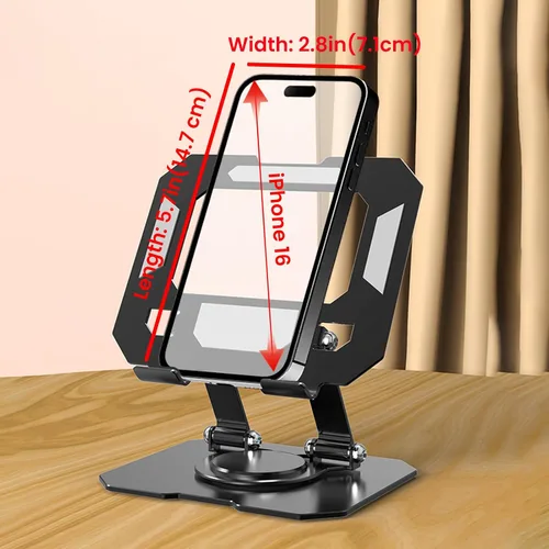 Vista 4 de Soporte para Tablet para Escritorio, Soporte de Escritorio para Tablet Giratorio Ajustable de 360°, Soporte Plegable de Aluminio para Tableta