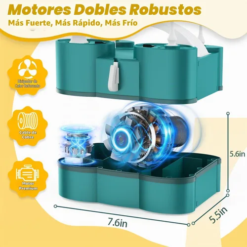 Vista 3 de Bomba de globos, bombas de globo eléctricas 3 en 1, soplador de globos con puertos de inflado triples para inflar globos de látex de 260q