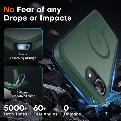 Vista 4 de TOCOL Funda para iPhone 17e, compatible con Magsafe, protección militar contra caídas, delgada, translúcida, mate, a prueba de golpes, para iPhone