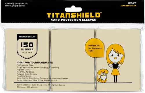Vista 20 de TitanShield (150 mangas) tamaño pequeño japonés, fundas para tarjetas de comercio para Yu-Gi-Oh, Pelea de cartas Vanguard & More