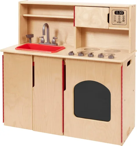 Vista 10 de Back2School Express Chef's Station - Juego de cocina de madera para niños, nogal oscuro
