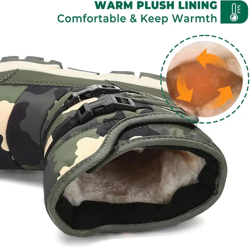 Vista 3 de Mishansha - Botas para la nieve para niño y niña, botas impermeables para el invierno, antideslizantes y cálidas para el clima frío