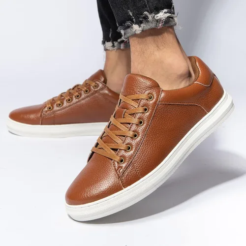 Vista 8 de Zapatos deportivos Oxford casuales para hombre, de cuero genuino, diseño de moda, zapatos bajos para caminar para hombres