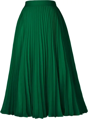 Vista 40 de GRACE KARIN - Falda plisada de gasa para mujer, con cintura alta y elástica, vuelo, corte acampanado y longitud por debajo de la rodilla