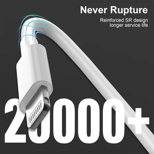 Vista 5 de Gyusity Paquete de 3 cables Lightning a USB de 1 pie con certificación MFi de Apple, cables de carga rápida de 1 pie para iPhone Blanco