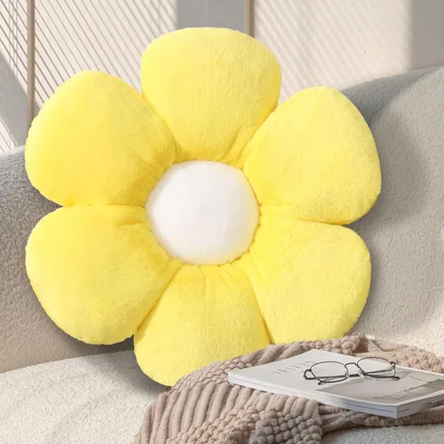 Vista 11 de Almohada de 17.7 Pulgadas en Negro con Forma de Flor – Linda Almohada Decorativa de Estilo Daisy, Almohada Blanda Floral para Asiento, Cojín