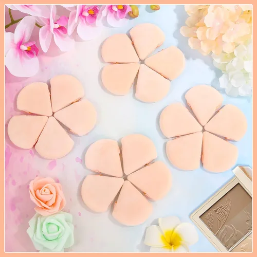 Vista 2 de Thrilez 20 piezas Borlas de Polvo Triangulares, Borlas de Polvo Suelto Borlas de Maquillaje para Polvo Facial, Borla de Polvo Fijador