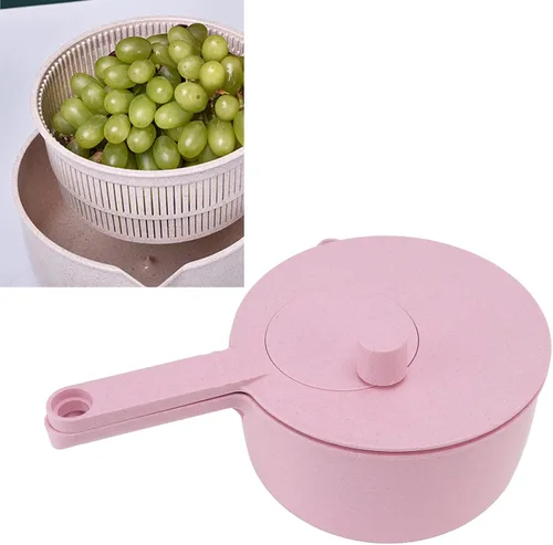 Vista 4 de Girador de lechuga multiusos rápido y fácil, gran ensalada, secadora de verduras, almacenamiento compacto, para lavar, limpiar y secar verduras