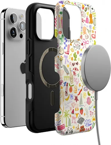 Vista 4 de Casely Funda para iPhone 16 Pro Max Todas las cosas divertidas Diversión en días laborables Compatible con MagSafe Diseño de funda