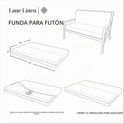 Vista 7 de LANE LINEN Fundas para futón de tamaño completo, fundas elásticas 100% algodón, funda de colchón de tamaño completo para sofá cama de futón, funda