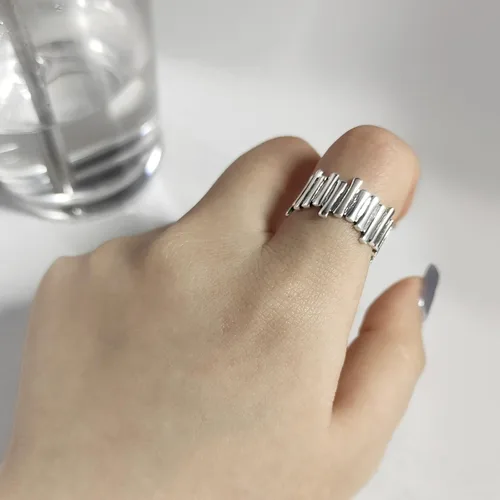 Vista 146 de Anillo de plata de ley 925, minimalista, ajustable, hecho a mano, para mujeres y niñas