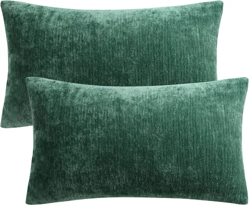 Vista 11 de PiccoCasa Juego de 2 fundas de almohada de chenilla, 20 x 20 pulgadas Borgoña