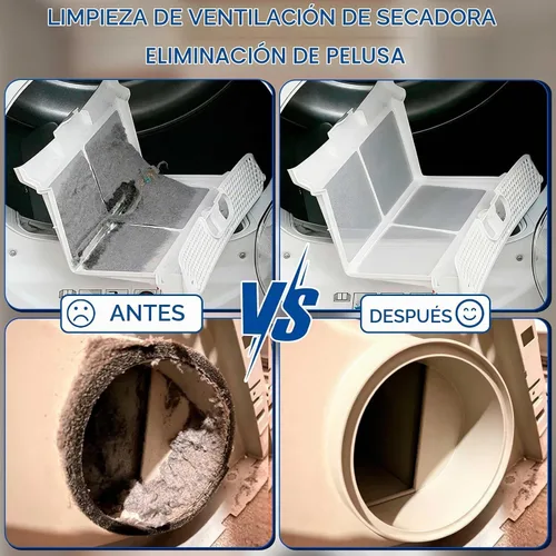 Vista 7 de Kit limpiador de ventilación de secadora – Accesorio universal para manguera de vacío + cepillo de pelusa para secadora para eliminación rápida