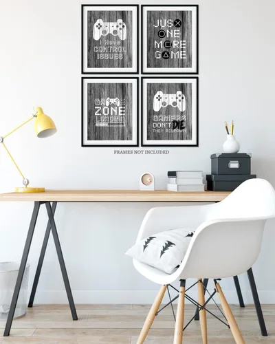 Vista 5 de Decoración de sala de juegos para niños, cosas geniales para tu habitación, cueva de hombre, dormitorio, sala de juegos y bar, juego de 4 accesorios