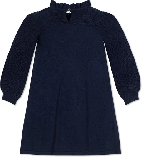 Vista 3 de Hope & Henry Vestido tipo suéter de manga larga para niña con falda acanalada