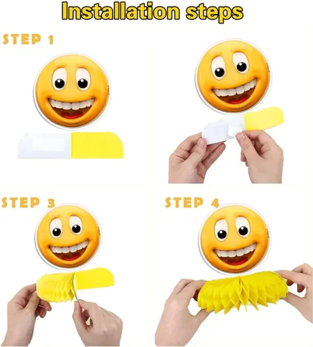 Vista 4 de 5 piezas NEWMOJI ® Faces Party Honeycomb Centerpieces – Añade un encanto divertido a tu decoración