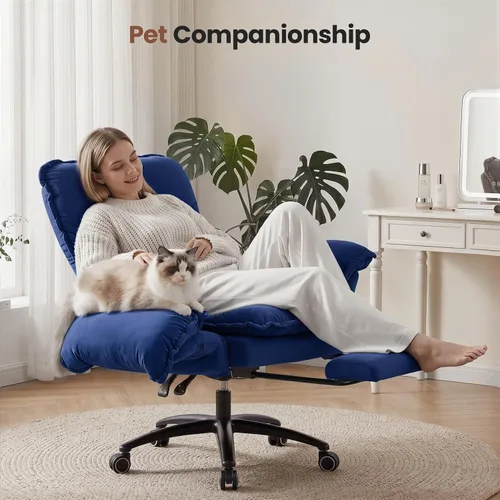 Vista 4 de FiveWillowise Silla cruzada con brazos abatibles, cómoda silla de oficina Azul (Velvet Blue)