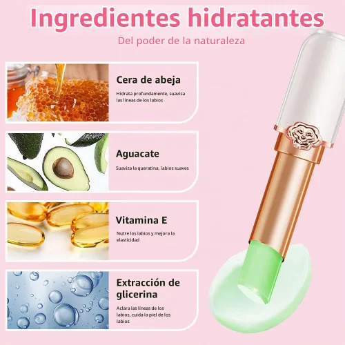 Vista 4 de evpct 2 piezas de bálsamos labiales tintados de aloe vera, cambio de color PH, barra de labios de larga duración, bálsamo labial, mancha, set de 2