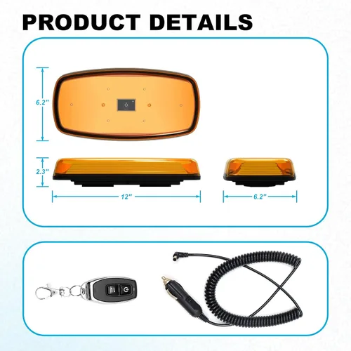 Vista 5 de Barra de luz estroboscópica mini recargable con control APP Agrieyes, luz de baliza LED magnética inalámbrica
