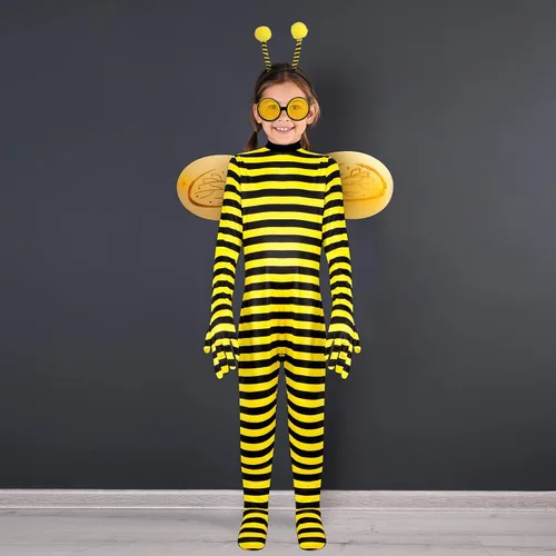 Vista 4 de Halloween Costumes Kit Cosplay Bee Costume Bee Headband Costume Accessories Glasses Headband Set Party Dress for Child Kids