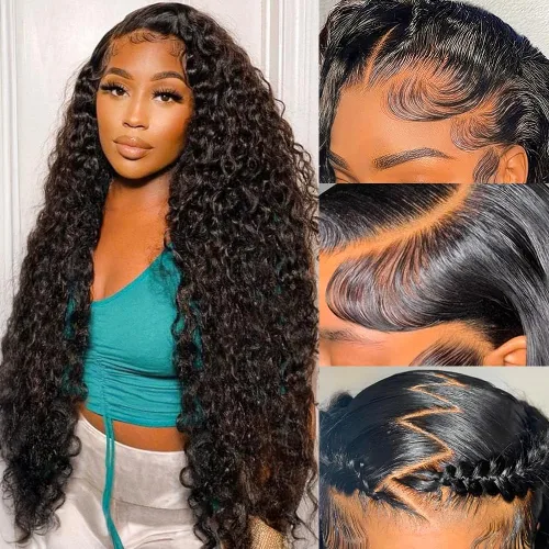 Vista 18 de Pelucas de cabello humano con encaje frontal de 13 x 4 pulgadas con cabello de bebé para mujeres negras, densidad del 220 %, pelucas de encaje 220%