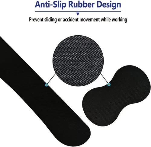 Vista 5 de Reposamuñecas para teclado y mouse con soporte acolchado de espuma viscoelástica, base antideslizante duradera para computadora, laptop, accesorios