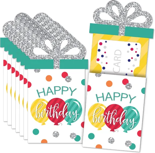Vista 9 de Big Dot of Happiness Juego de 8 fundas para tarjetas de regalo y dinero para fiestas de cumpleaños para adultos, doradas, para tarjetas de regalo