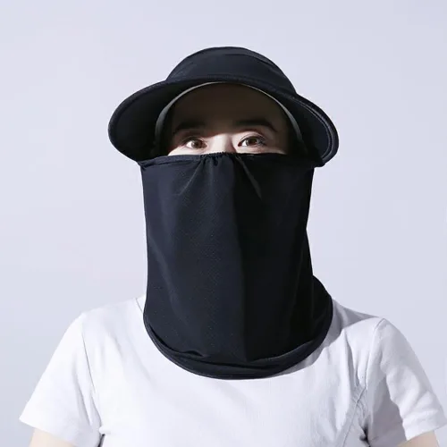 Vista 2 de Protección solar UPF 50+ para exteriores, impermeable, transpirable, para el cuello, plegable, para hombres y mujeres Sun Hat2-negro