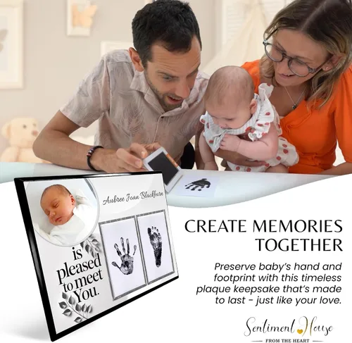 Vista 7 de Kit de manos y huellas sin tinta, placa de recuerdo de bebé y regalos de baby shower, ideal como regalo de mamá, marcos de fotos para guardería, kit