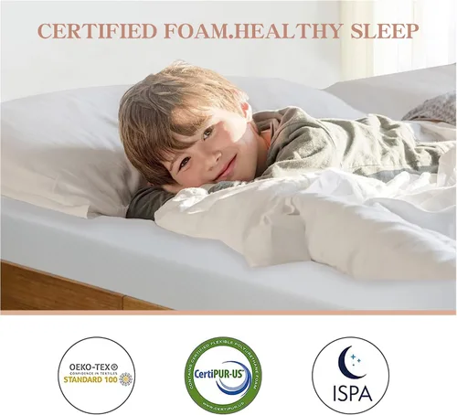 Vista 2 de Protector de colchón de espuma viscoelástica de gel para un sueño fresco y alivio de presión, colchón híbrido de firmeza media, certificado